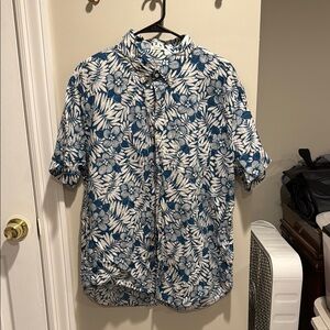 J. Crew Blue and White Casual Button Down Shirt